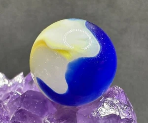 HUGE SPECIAL Vintage Akro Agate CORKSCREW Marble Blue Lemonade MOSS w/UV - .98" - Picture 1 of 11