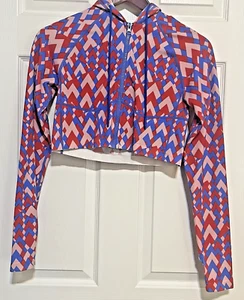 Giacca con cappuccio FOREVER 21 media cropped full zip elasticizzata stampa geometrica - Foto 1 di 8