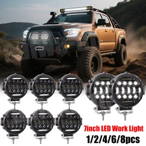 7" inch Round LED Light Bar Pods Flood Spot DRL Offroad Driving Lights for Jeep - Picture 1 of 18