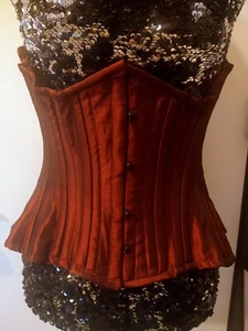 NEW! 426 Standard Shantung Dark Red 18" Underbust Double Steel Boned Corset - Picture 1 of 2