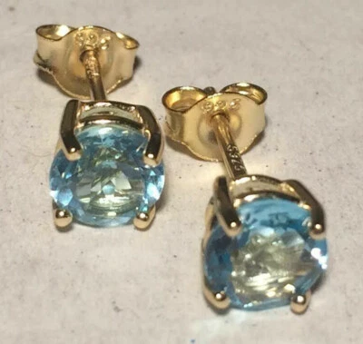 Topaz, Opal, Sapphire, Peridot Earrings 5mm to 8mm Solid Silver Rhodium & Gold - Image 1 of 4