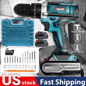 Cordless Impact Driver Hammer Drill Combo Kit with 2 Battery & Charger - Picture 1 of 14