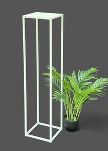 Blumenhocker Metall Weiß Eckig 100 cm Blumenständer Beistelltisch Pflanzenhalter - Bild 1 von 8