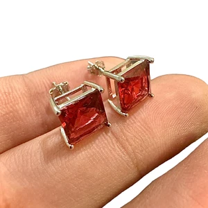 Ruby Stud Earrings Sterling Silver 925 8MM Stud Earrings for Women lab-created - Picture 1 of 10