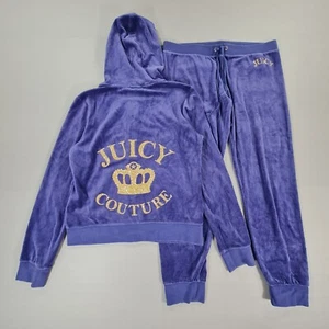 Juicy Couture Womens Tracksuit Set Purple Large Jacket & Pants Velvet Crown Logo - Picture 1 of 19