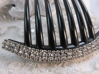 Triple Row Sparkling AAA Clear Rhinestones French hair comb black hair comb - Image 1 of 4