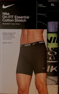 Nike 3-Pack Dri-FIT Essential Cotton Stretch Boxer Briefs Blue, Gray, Print, XL - Picture 1 of 4