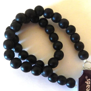 12mm Round Black Horn Beads 3mm Hole 16" Strand 2.5mm Hole 36 beads - Picture 1 of 1