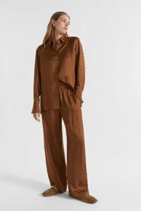 SEED Jacquard Tie Pants Sz 10 In Spice, Wide Leg - Picture 1 of 9