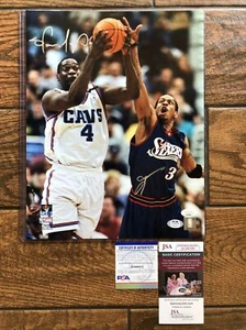 Allen Iverson & Shawn Kemp Signed 11x14 Photo 'Cavaliers & Sixers' PSA & JSA - Picture 1 of 5