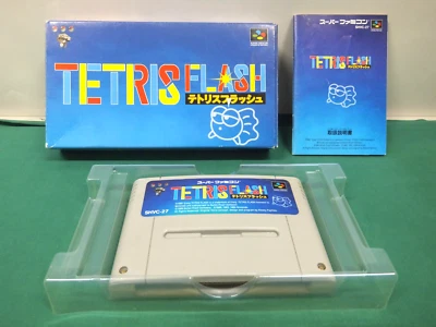 SNES - TETRIS FLASH - included box, manual. Super famicom.  JAPAN GAME.  14240 - Image 1 of 4