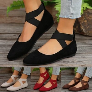 Damenmode einfarbige Wildleder elastische Freizeitschuhe Slipper Temperament - Bild 1 von 36