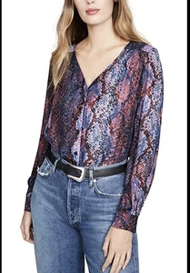 Parker Serpentina Sachi W/Silk Blouse Sz.S Button Front Snake Print Long Sleeve - Picture 1 of 7