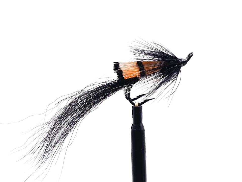 PREDATOR FLIES 3 Black Ally's Garnelen Doppelhaken Lachsfliegen Fliegen Angeln Fliegen Größen 8, 10, 12