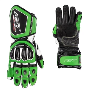 Leather Race Glove RST Tractech Evo 4 Motorcycle Motorbike Gloves Race Green - Picture 1 of 7