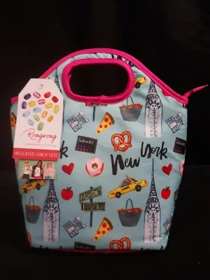 Bolsa/Tote de almuerzo aislado Rongrong New York - azul claro y rosa **Nuevo con etiquetas Foto 1 de 2