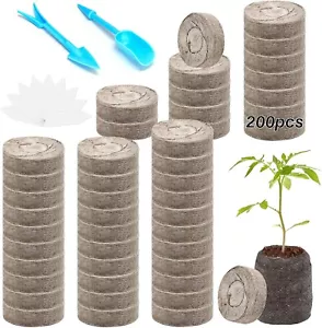 200 Pcs 30Mm Peat Pellets Seed Starter Soil Pods Plugs for Vegetable Seedling - Picture 1 of 7