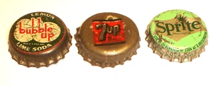 Vintage Lot of 3 Cork Lined Soda Pop Bottle Caps Bubble-Up, 7up, Sprite - Picture 1 of 5