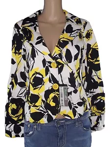 Le Joupe Damen Jacke 42 Eu38 M Medium Floral Schwarz Weiß 2 Knöpfe Casual - Bild 1 von 4