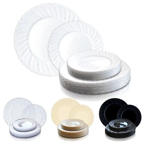 Round Flair Disposable Plastic Buffet Plates Wedding Party Value Sets 180 pcs - Picture 1 of 34