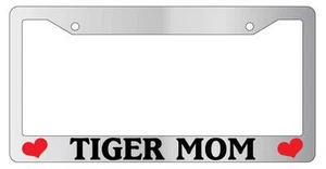 Chrome License Plate Frame TIGER MOM Auto Accessory Novelty - Picture 1 of 1