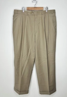 Pantalones de vestir Lauren Ralph Lauren para hombre 36X30 caqui lana/cachemira plisados de colección nuevos sin etiquetas Foto 1 de 4