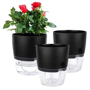 6 Inch Self Watering Planter Pots for Indoor Plants 3 Pack African Violet Pots - Picture 1 of 6