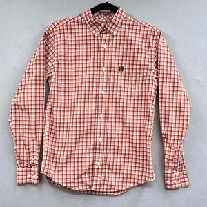 Cinch Western Shirt Boy 12 L Pink Red Plaid Cowboy Button Rodeo Ranch Farm Chore - Picture 1 of 13