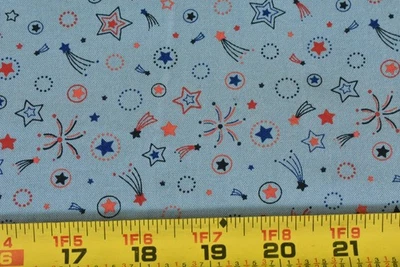 By 1/2 Yd, Red & Navy Stars & Shooting-Stars, Connecting Threads, Calo, V679 - Image 1 of 4