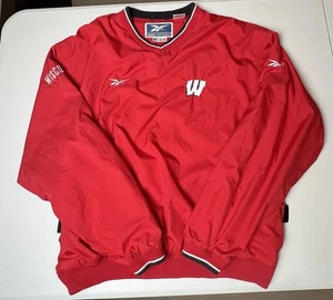 Vintage Reebok Wisconsin Football Windbreaker Pull Over Jacket Mens Medium Sport - Picture 1 of 9