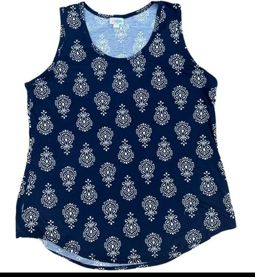 Blusa sin mangas LuLaRoe Paisley Top 3XL Cacao Azul Marino 26-28 Swing Foto 1 de 3