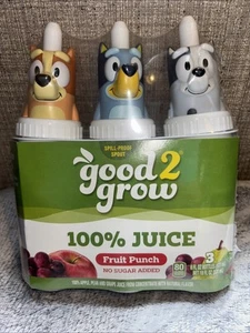 NEU Set mit 3 guten 2 Grow Saftflaschen & Topper - Bluey - Bluey, Bingo & Muffin - Bild 1 von 8