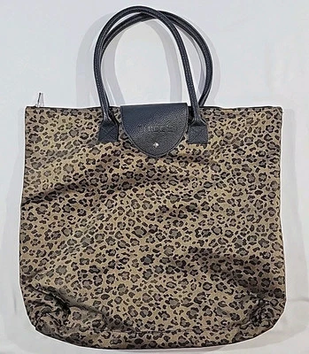 Chico’s Tote Bag Leopard Print Fold Up Zipper Top Packable Leo Roll Mini Tote - Image 1 of 4