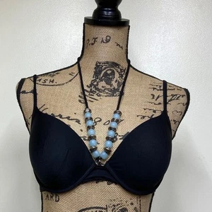 La Isla Black Halter Style Beaded Strap Bikini Top Removable Halter Strap New - Picture 1 of 11