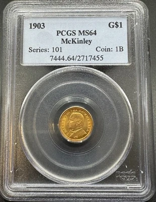 1903 McKINLEY COMMEMORATIVE GOLD DOLLAR PCGS OGH BLUE LABEL MS64 11XEE25 - Image 1 of 4