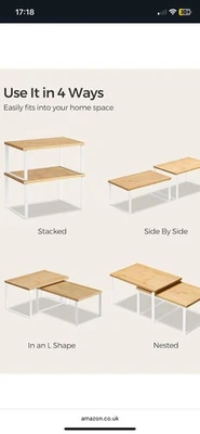 SONGMICS SPICE RACK SET OF 2 CUPBOARD SHELF ORGANISERS wood - Image 1 of 4