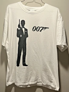 Vintage 1999 007 James Bond White movie Promo T-shirt Tultex XL DANJAQ - Picture 1 of 5