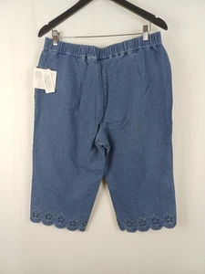 Quacker Factory DreamJeannes NWT Large Washed Scalloped Pedal Pushers A286100 - Picture 1 of 5