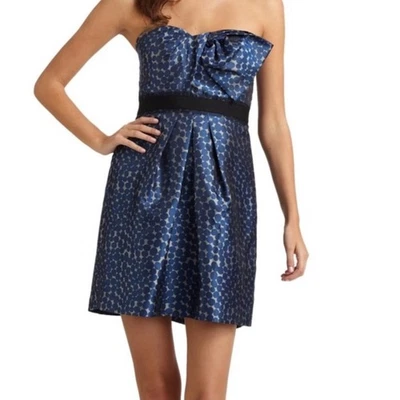 Mini vestido Y2K Bcbg maxazria azul gris tinta lunares lazo satinado talla 2 Foto 1 de 4