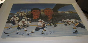 SIGNED - HOF Adam OATES & Brett HULL - Rare Lithograph L/E Print (30"w x 22.5") - Picture 1 of 1