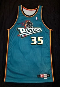 1999-2000 LOY VAUGHT NBA Game Issued Signed DETROIT PISTONS Nike Jersey 52 5+ - Picture 1 of 6