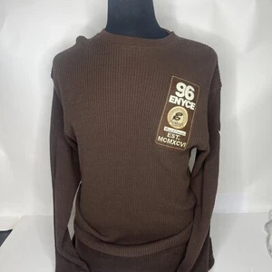 Enyce Sweater Brown Crewneck Streetwear Y2K Waffle Knit Long Sleeve Med - Picture 1 of 8