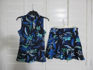 NWT TOMMY BAHAMA SHIRT and FLOUNCE SKORT SET NAVY BLUE MULTI size SMALL - Picture 1 of 9