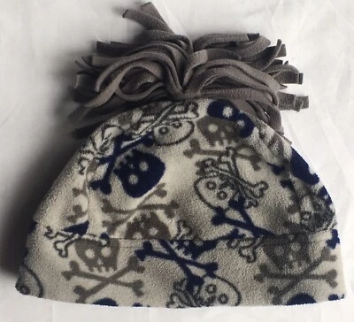 Sombrero Hanna Andersson Talla Mediana Gris Azul Calavera Huesos Cruzados Invierno Esquí Nieve Niños Foto 1 de 4