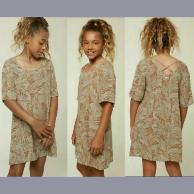 NUEVO CON ETIQUETAS $40 O'Neill [Mediano para Niña] Vestido Tejido Mandolina en Verde Salvia/Naranja T733 Foto 1 de 4