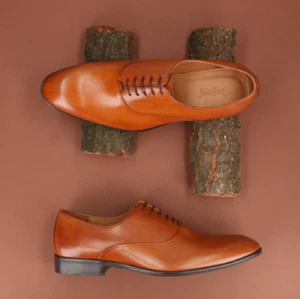 Herren Schuhe Braun Cognac Business Neu Leder 41 42 43 - Picture 1 of 8