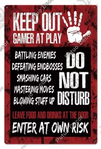 Keep Out Gamer At Play Do Not Disturb Metal Tin Sign Plaque Wall Room Poster - Picture 1 of 15