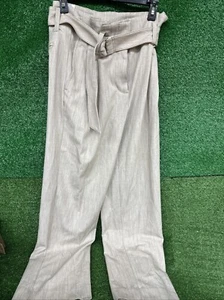 Nine West Womens Paperbag Waist Trousers Wide Leg High Rise Belted Pants Size 6 - Picture 1 of 5