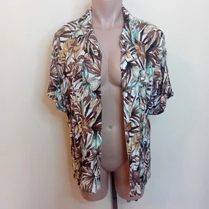 Jaclyn Smith Plus Size Floral Hawaiian Print Button Down Blouse Travel Top 1X - Picture 1 of 15