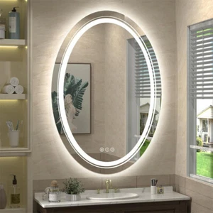 Led Spiegel mit Beleuchtung Badspiegel rund Badezimmerspiegel mit Licht oval - Bild 1 von 18